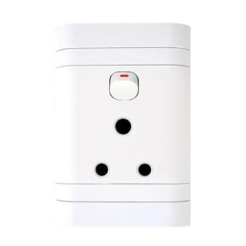 Lesco Single Three-Pin Wall Plug White H100xW50