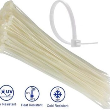 Noble 4.8 x 300mm Pack of 100 White Nylon Cable Ties