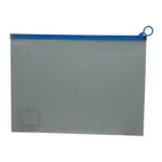 Brainware A4 Clear Carry Folder With Blue Easy Slide Zip